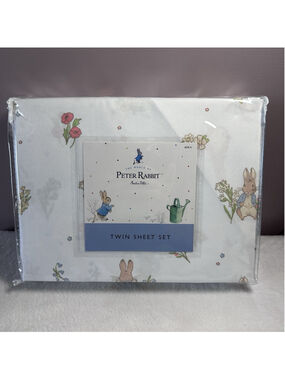 Beatrix Potter Peter Rabbit White 3pc Twin Size Sheet Set Spring Easter Bunny